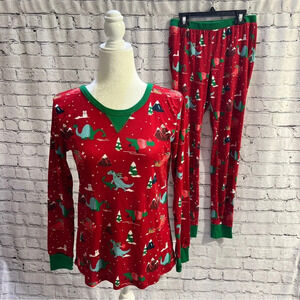 WONDERSHOP Womens Dinosaur Christmas Pajamas Red Size Small
